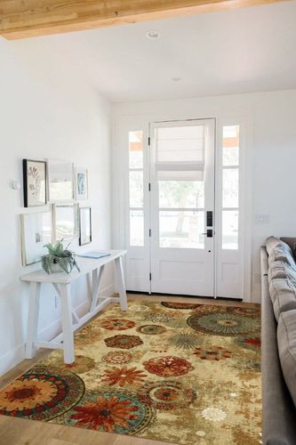Mohawk Home Alexa Ornamental Floral Medallion 5' x 8' Area Rug - Perfect for Living Room, Dining Room, Office in White Scandinavian Entryway