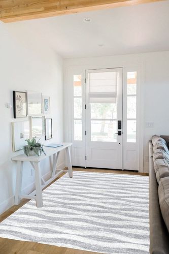 nuLOOM Tristan Contemporary Waves Area Rug, 5' x 8', Grey in White Scandinavian Entryway