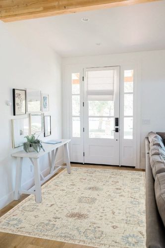 Momeni Anatolia Wool and Nylon Area Rug 5'3" X 7'6" Beige in White Scandinavian Entryway