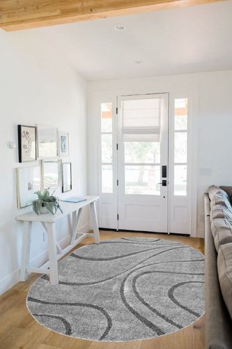 nuLOOM Carolyn Modern Shag Area Rug, 5' x 8' Oval, Dark Grey in White Scandinavian Entryway