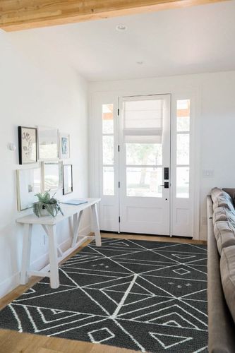 Zacoo 5x8 Area Rugs for Living Room Boho Rugs Non Slip No Shedding Carpet Geometric Floor Carpet Soft Thick Throw Rug Floor Cover Rugs for Bedroom Dorm Office, Grey in White Scandinavian Entryway