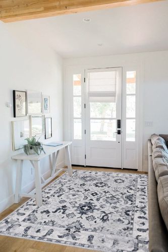 Safavieh Odyssey Collection Area Rug - 5'3" x 7'6", Grey & Black, Vintage Oriental Design, Non-Shedding & Easy Care, Ideal for High Traffic Areas in Living Room, Bedroom (ODY850F) in White Scandinavian Entryway