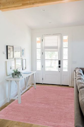 Safavieh Vision Collection Area Rug - 5'3" x 7'7", Pink, Modern Solid Design, Non-Shedding & Easy Care, Ideal for High Traffic Areas in Living Room, Bedroom (VSN102U) in White Scandinavian Entryway
