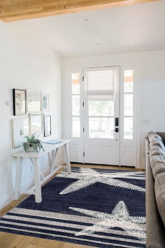 nuLOOM Thomas Paul Starfish and Striped Area Rug, 5' x 8', Blue in White Scandinavian Entryway