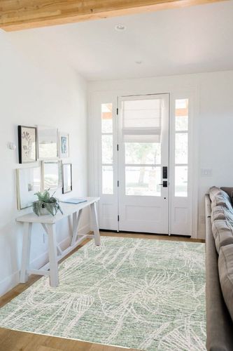SAFAVIEH Metro Collection Area Rug - 5' x 8', Green & Ivory, Handmade Floral Wool, Ideal for High Traffic Areas in Living Room, Bedroom (MET875Y) in White Scandinavian Entryway