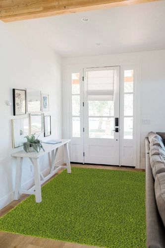 Unique Loom Solid Shag Collection Area Rug (5' 1" x 8' Rectangle, Grass Green) in White Scandinavian Entryway