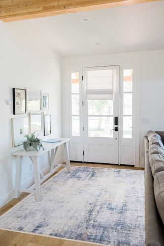 YIHOUSE 5×8 Feet Area Rugs Washable Rug Nonslip Vintage Distressed Rug Abstract Art Blue Small Rug for Living Room Bedroom Dining Room Office Low-Pile Floor Decoration Carpet in White Scandinavian Entryway