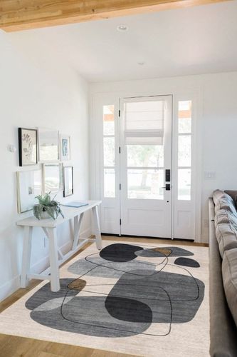 nuLOOM Rylee Abstract Machine Washable Indoor/Outdoor Area Rug, 5x8, Grey in White Scandinavian Entryway