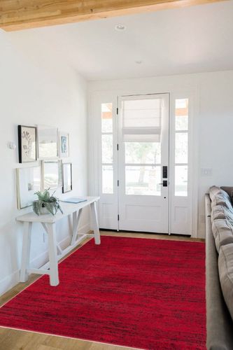 SAFAVIEH Adirondack Collection Area Rug - 5'1" x 7'6", Red & Black, Modern Abstract Design, Non-Shedding & Easy Care, Ideal for High Traffic Areas in Living Room, Bedroom (ADR117F) in White Scandinavian Entryway