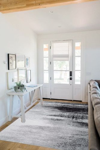 GAOMON Industrial Black Abstract Rug for Living Room, Bedroom, Dining Room, Office, Black and White Modern Abstract Rugs, Non-Shedding, Easy Care, Non-Slip Rug, 5 X 8 in White Scandinavian Entryway