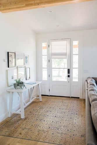 Mark&Day Wool Rugs, 5x7 Hello Traditional Navy Area Rug, Cream Navy Blue Carpet for Living Room, Bedroom or Kitchen (5' x 7'6") in White Scandinavian Entryway