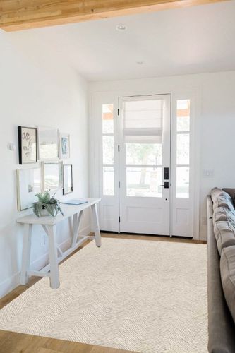 Momeni Charles Wool Hand Tufted Contemporary Indoor Area Rug, Taupe, 5' X 8' in White Scandinavian Entryway