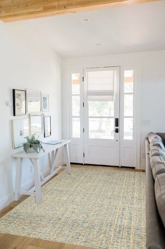 Loloi Chris Loves Julia Polly 5'-0" x 7'-6" Area Rug in Blue/Sand - Large Neutral Area Rug, Unique Patterned Rug for Living Room, Bedroom, Dining Area, Home Office in White Scandinavian Entryway
