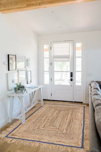 nuLOOM Tera Petals Braided Jute Area Rug, 5x8, Blue in White Scandinavian Entryway