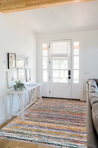 Unique Loom Gemstone Collection Area Rug - Topaz (5' 3" x 7' 9" Rectangle, Multi/ Blue) in White Scandinavian Entryway
