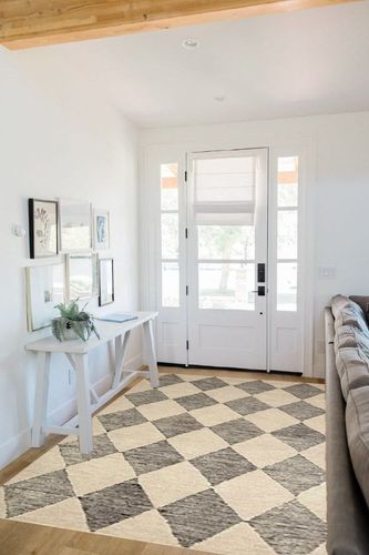 Loloi Chris Loves Julia x Francis Beige/Charcoal 5'-0" x 7'-6" Area Rug in White Scandinavian Entryway