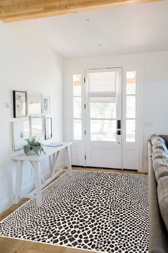 Unique Loom Outdoor Collection Area Rug - Cape Town (5' 3' x 8' Rectangle, Black/ Ivory) in White Scandinavian Entryway