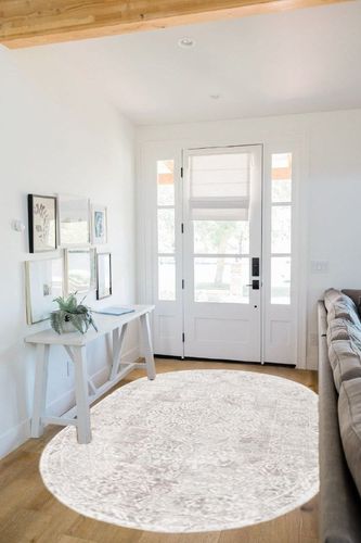 Unique Loom Oxford Collection Area Rug - Bodleian (5' 3" x 8' Oval, Gray/ Ivory) in White Scandinavian Entryway