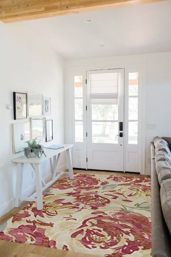 Fab Habitat Indoor Wool Rug - Hand-Hooked Pure Indian Wool by Expert Weavers - Provides Comfort and Beauty for Everyday Use - Gulmarg - Multicolor (5' x 8') in White Scandinavian Entryway