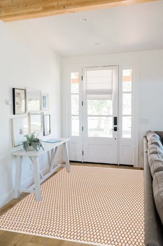 SAFAVIEH Montauk Collection Area Rug - 5' x 8', Orange & Ivory, Handmade Cotton, Ideal for High Traffic Areas in Living Room, Bedroom (MTK608D) in White Scandinavian Entryway