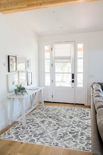 Wonnitar Moroccan Machine Washable Large Area Rug in White Scandinavian Entryway