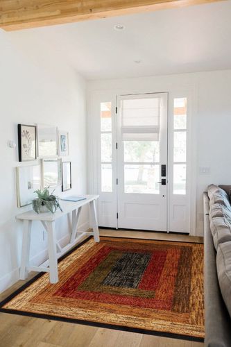 Black/Brown Royalty Vega Fade Resistant, Stain Resistant Area Rug in White Scandinavian Entryway