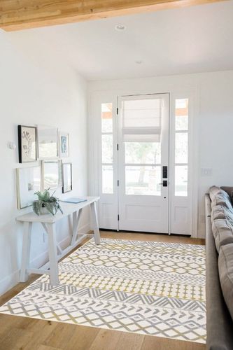 CAMILSON Boho Area Rug, 5'3" x 7'0" for Living Room, Bedroom Farmhouse Yellow ... in White Scandinavian Entryway