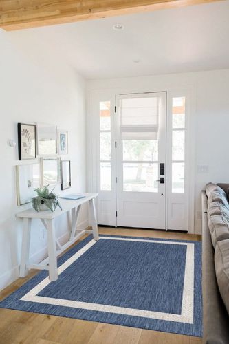 Akeira Power Loom Blue Rug Ebern Designs Rug Size Rectangle 5' x 7' in White Scandinavian Entryway
