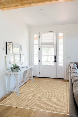 Angela Rose x Loloi 5'0" 7'0" Natural/Ivory Colton CON-04 Area Rug in White Scandinavian Entryway