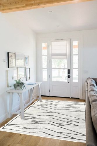 Kunkle Geometric Cream Area Rug Union Rustic Rug Size: Rectangle 5'3" x 7' in White Scandinavian Entryway