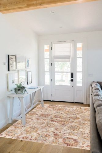 Allie Floral Handwoven Beige/Rust Area Rug Andover Mills Rug Size: Rectangle 5' x ... in White Scandinavian Entryway