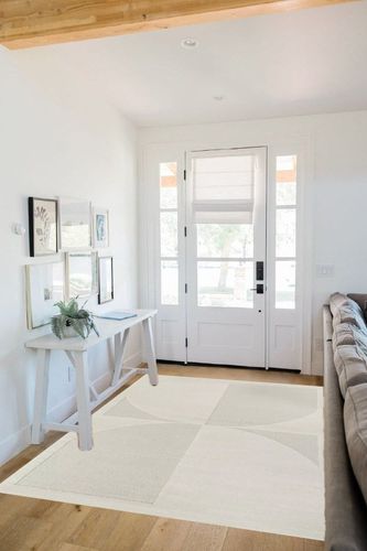 Mensa Cream Modern Geometric Area Rug Wade Logan Rug Size: Rectangle 5'3" x 7' in White Scandinavian Entryway