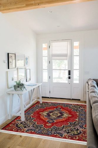 Area Rug,Machine Washable Vintage Rug,Perfect Non-Slip Floor Carpet for Home Decor,Floor Decoration,5'x7'Rug in White Scandinavian Entryway