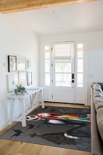 Gertmenian Kids Playroom & Game Room Carpet, Nightmare Before Christmas Childrens Rug, Kids Novelty Home Decor, Ideal Area Rug for Child Bedroom 54x78, Jack & Sally, 28600 in White Scandinavian Entryway