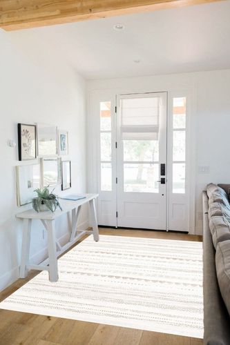 Area Rug Living Room Rugs: 5x7 Large Soft Machine Washable Boho Moroccan Farmhouse Neutral Stain Resistant Indoor Floor Rug Carpet for Bedroom Under Dining Table Home Office House Decor - Brown in White Scandinavian Entryway