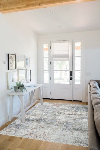 Miukiki 5x7 Area Rugs for Living Room,Anti-Slip Backing Washable Rug,Stain Resistant Abstract Area Rugs,Ultra-Thin Large Home Decor Rug (Orange/Grey,5'x7') in White Scandinavian Entryway