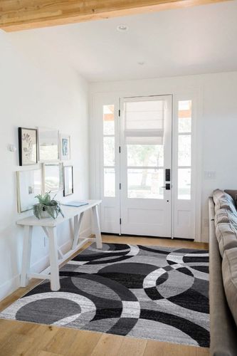 Rugshop Contemporary Abstract Circles Perfect for high Traffic Areas of Your Living Room,Bedroom,Home Office,Kitchen Area Rug 5'3" x 7'3" Gray in White Scandinavian Entryway