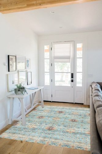 Gertmenian Boho Area Rug, 5x7 Standard Home Decor for Entryway, Bedroom, Living Room, Office, Kitchen Non Slip, Soft, Low-Pile, Printed Indoor Accent Rugs Transitional, Tanis Sage, 25046 in White Scandinavian Entryway