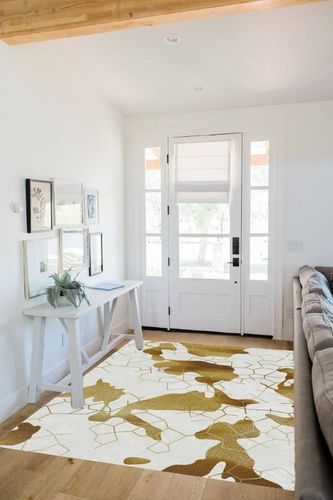FINOREN Modern Area Rug,Geometric Soft Non-Slip Rug for Bedroom Living Room Hallway Dining Room Office Dorm Room,Washable Low Pile Floor Decor,Child Pet Friendly,Grey-Brown,5x7 Feet in White Scandinavian Entryway