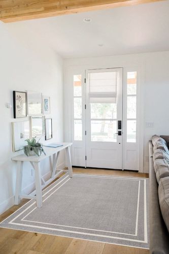 Nourison Essentials Indoor/Outdoor Grey/Ivory 5' x 7' Area -Rug, Easy -Cleaning, Non Shedding, Bed Room, Living Room, Dining Room, Backyard, Deck, Patio (5x7) in White Scandinavian Entryway