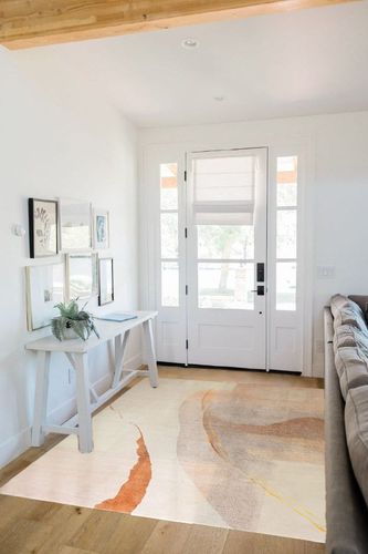Cinknots Rug Area Rug Imitation Cashmere Carpet Modern Rugs for Living Room Bedroom Corridor Carpet Soft Non-Slip Rug Indoor Carpet Washable Abstract Carpet (Brown/Gold, 5' 3" x 6' 6") in White Scandinavian Entryway