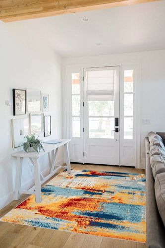 Rugshop Sky Collection Novel Abstract Area Rug 5' x 7' Multi in White Scandinavian Entryway