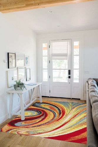 Home Dynamix Adja Modern Area Rug, Splash (5'2" x 7'2") in White Scandinavian Entryway