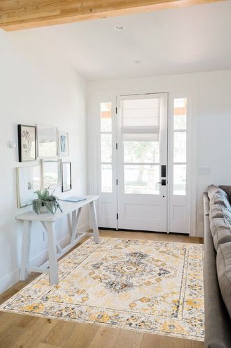 Artistic Weavers Delney Oriental Area Rug,5'3" x 7'1",Yellow in White Scandinavian Entryway