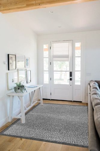 Tommy Bahama Marlin Transitional Indoor/Outdoor Area Rug, Black, 5'3"x7'3" in White Scandinavian Entryway