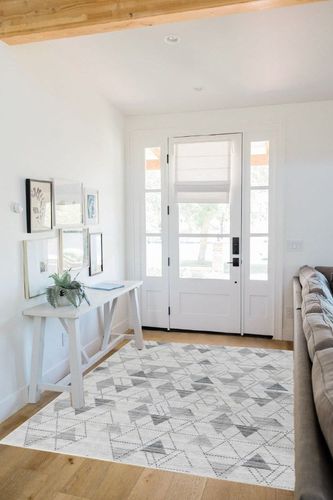 GAOMON Modern Area Rug 5x7 Modern Distressed Rug Ultra Soft Indoor Fuzzy Floor Cover for Living Room Bedroom Non-Slip Non-Shedding Home Office Floor Carpet Low Pile Contemporary Abstract Rug Grey in White Scandinavian Entryway