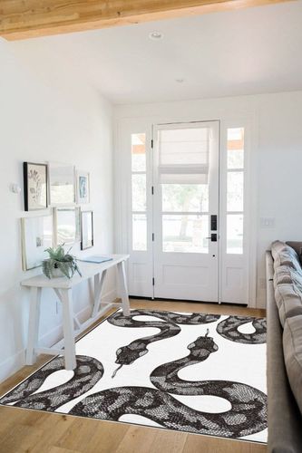 Leenevs Snake Animal Room Decor Rug 5 ' x 7 ' Area Rugs Contemporary Bedroom Living Room Farmhouse Area Rug - Non Shedding in White Scandinavian Entryway