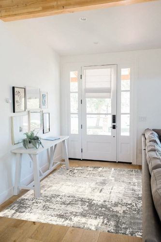Art&Tuft Washable Rug, Anti-Slip Backing Abstract Area Rug 5x7, Stain Resistant Rugs for Living Room, Foldable Machine Washable Area Rug (TPR22-Green/Grey, 5'x7') in White Scandinavian Entryway