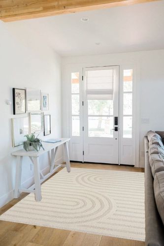 LUXE WEAVERS Modern Geometric Cream 5x7 Area Rug, High Low Texture Carpet in White Scandinavian Entryway
