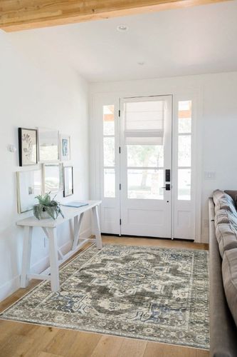 Area Rugs for Living Room Bedroom: 5x7 Washable Rug with Non-Slip Backing Non-Shedding Stain Resistant, Boho Floral Large Carpet for Dining Room Nursery Home Office Indoor Brown/Green in White Scandinavian Entryway